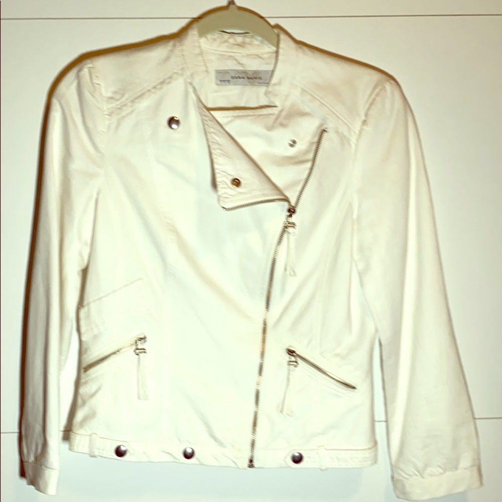 Zara Basic Classic motorcycle White Jacket